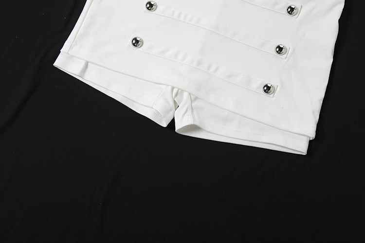 Sisterlinda Damen Hottie Short mit zweireihiger Dekoration, Falten, elastische Taille, hohe Elastizität, Hottie Midnight Fashion Streetwear – Detail 15