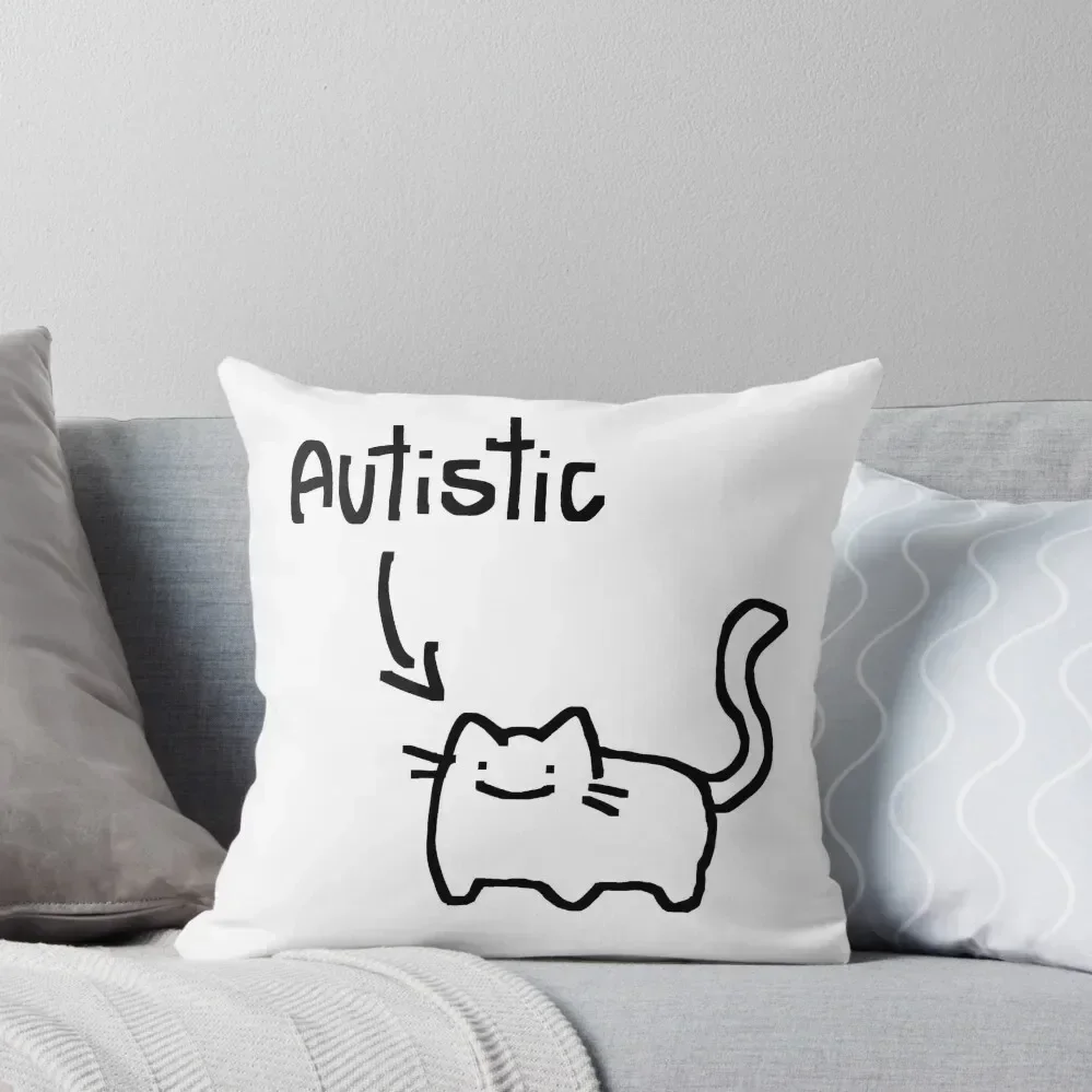 autistic cat Throw Pillow Pillow Cover Pillow Case Marble Cushion Cover