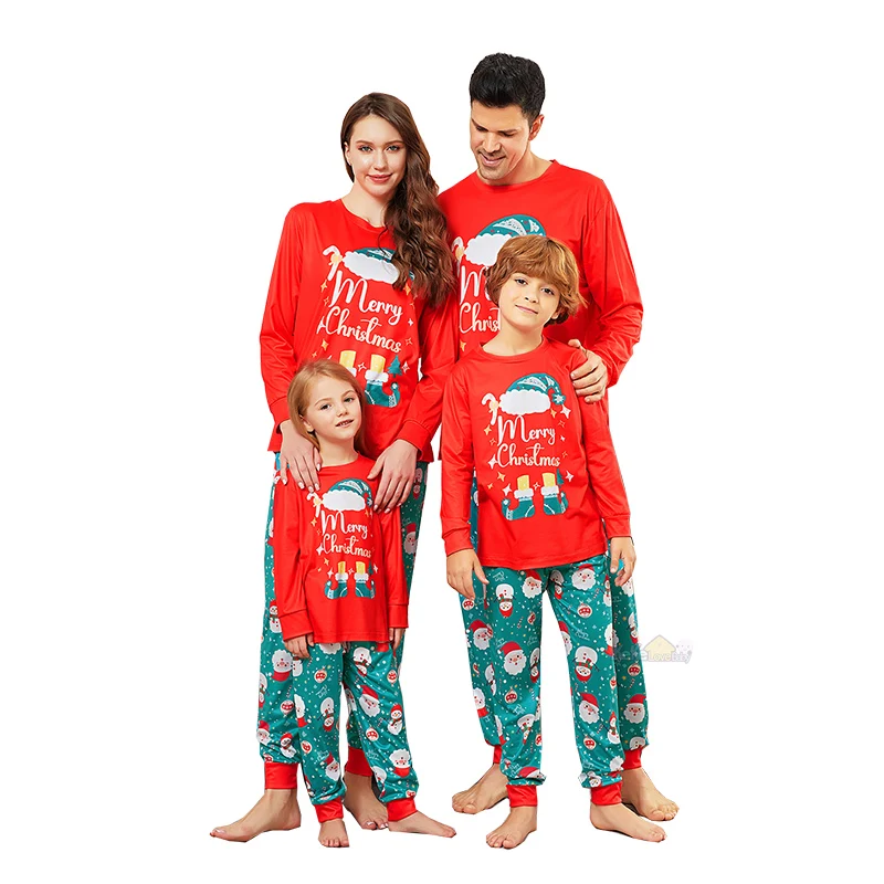 2024 New Christmas Family Outfits Matching Pajamas Adult Kids Pyjamas Clothes Set Baby Rompers Casual Sleepwear Xmas Family Look