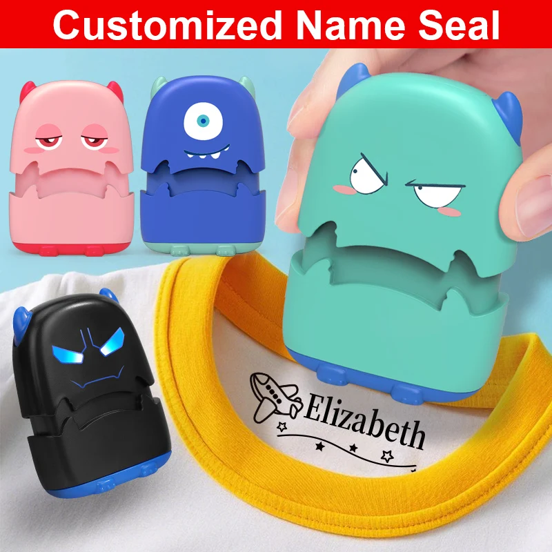 Benutzerdefinierter Namensstempel für Kinder – personalisierte wasserfeste Tinte für Kleidungsetiketten, Bücher und Bastelarbeiten, Spielzeug, für Schulbedarf