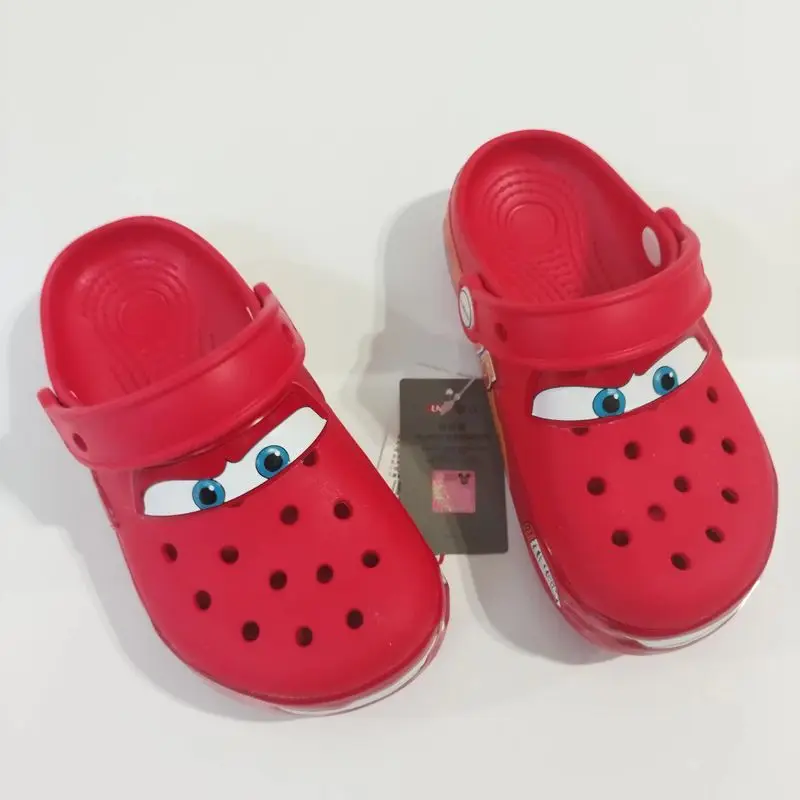 Disney Lightninged Mcqueens Pixar Cartoon Solid Waterproof Slippers Fit Ages 0-8 Children Outdoor Sandals Breathable EVA Shoes