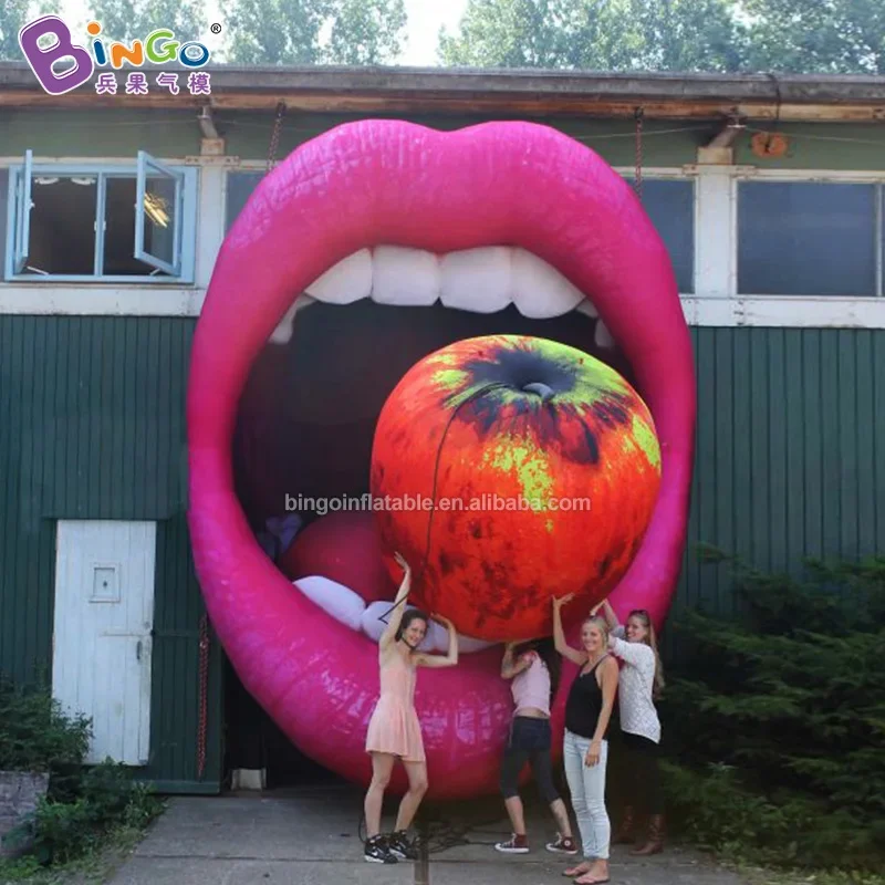 Custom Made 3M High Inflatable Mouth Balloons For Decoration / Valentine's Day Air Blown Advertising Lips - BG-M0202