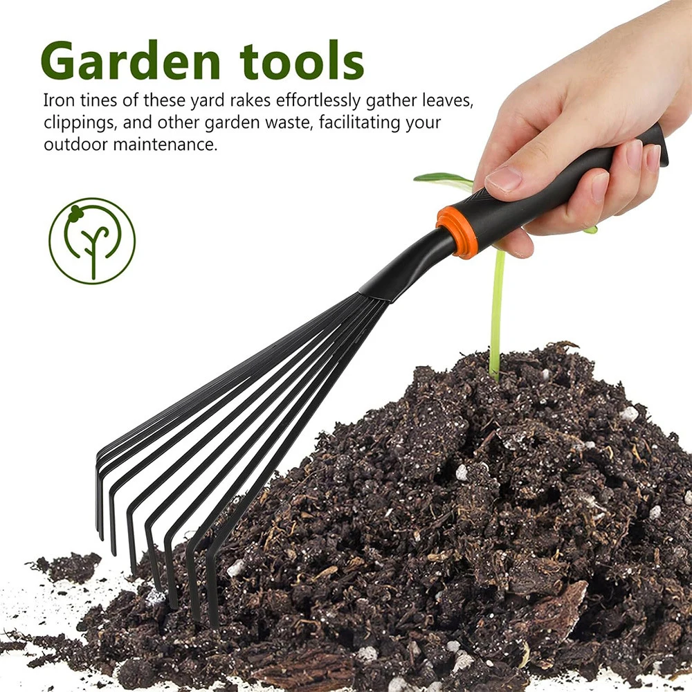 Garden Grass Leaf Rake Plastic Rake Gardening Rake Tool Leveling Garden Mini Target for Outdoor Grass Garden Creative Tools