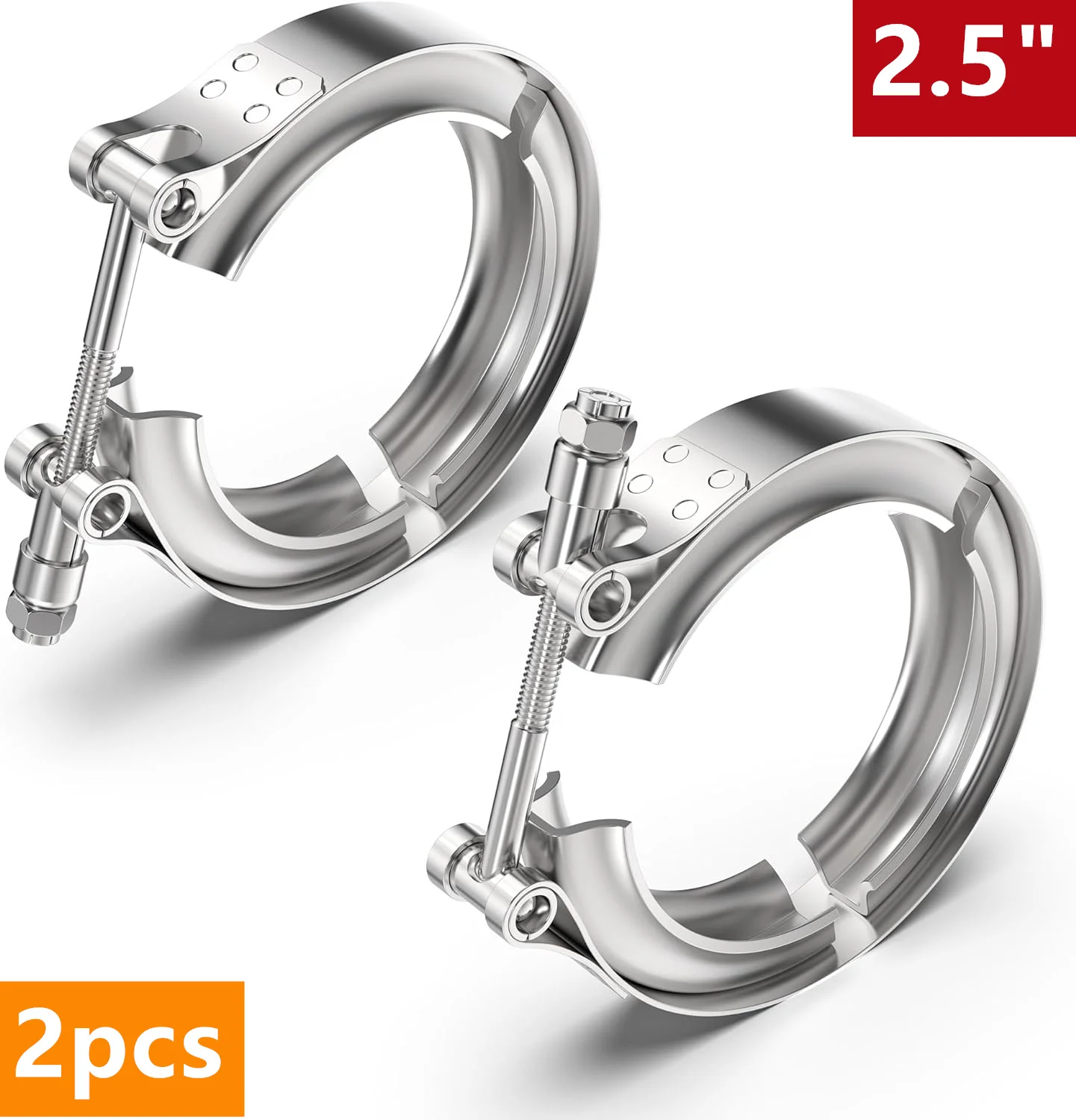 2PCS 304 Stainless Steel 2.5 Inch 63mm Standard V Band Clamp Turbo Downpipe Exhaust Pipe Vband Clamp V Clamp Car Accessories