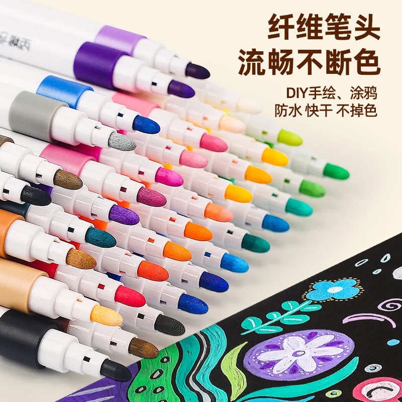 12/60 Colors Acrylic Marker Rock Painting Kit for Kids Children Stone Paint Pens Set Ceramic Glass Wood DIY Crafts Art Supplies