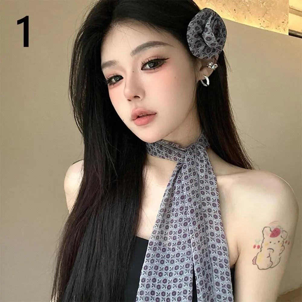 New Detachable Thin Chiffon Long Ribbon Polyester Multifunctional Usage Long Satin Scarf Soft Hair Bands