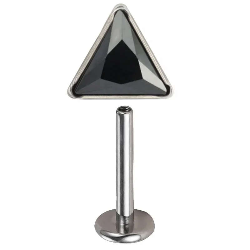 ASTM F136 Titanium Triangle Zirconia Labret Studs Earrings
