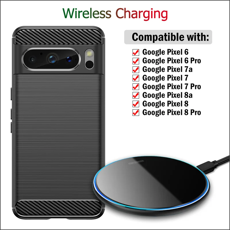 15W Fast Wireless Charging Pad for Google Pixel 8a 7a 8 7 6 Pro Wireless Charger Charging Indicator with Case