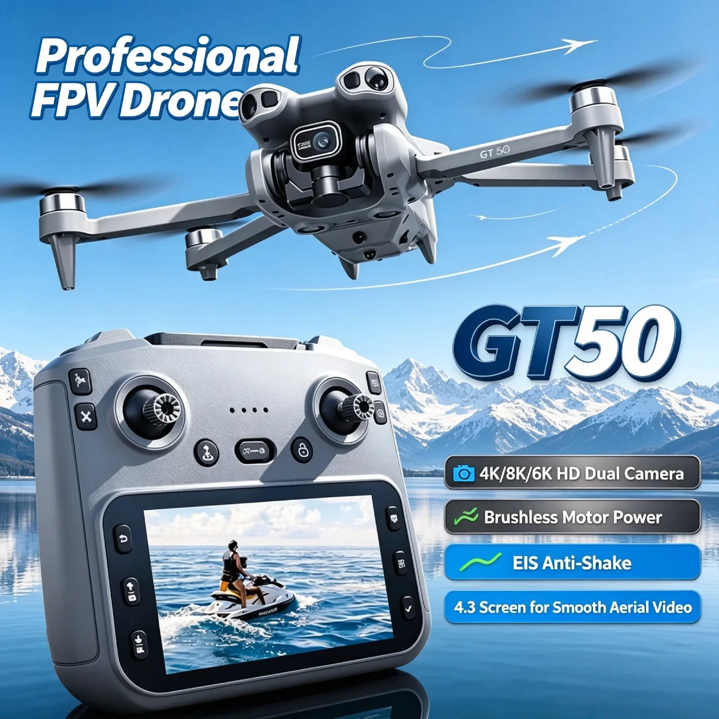 Fpv Brushless Rc Drone 4K - GT50 – дрон с функцией FPV,