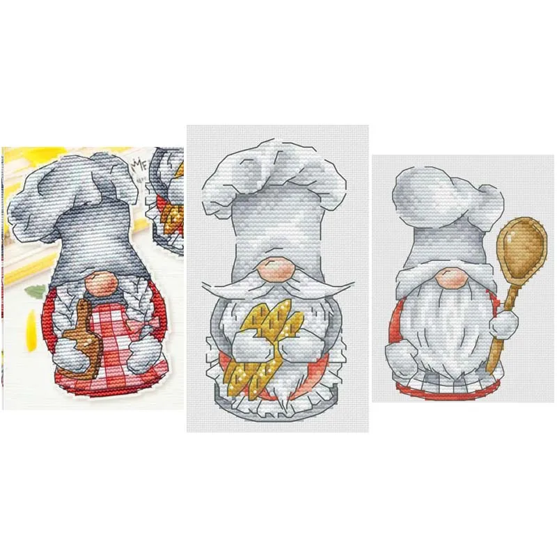 Cross Stitch Craft Kit, Cross Stitch Painting, Decorations for Calf Refrigerator, Chef, Dwarf, Elf, Goblin, Cartoon