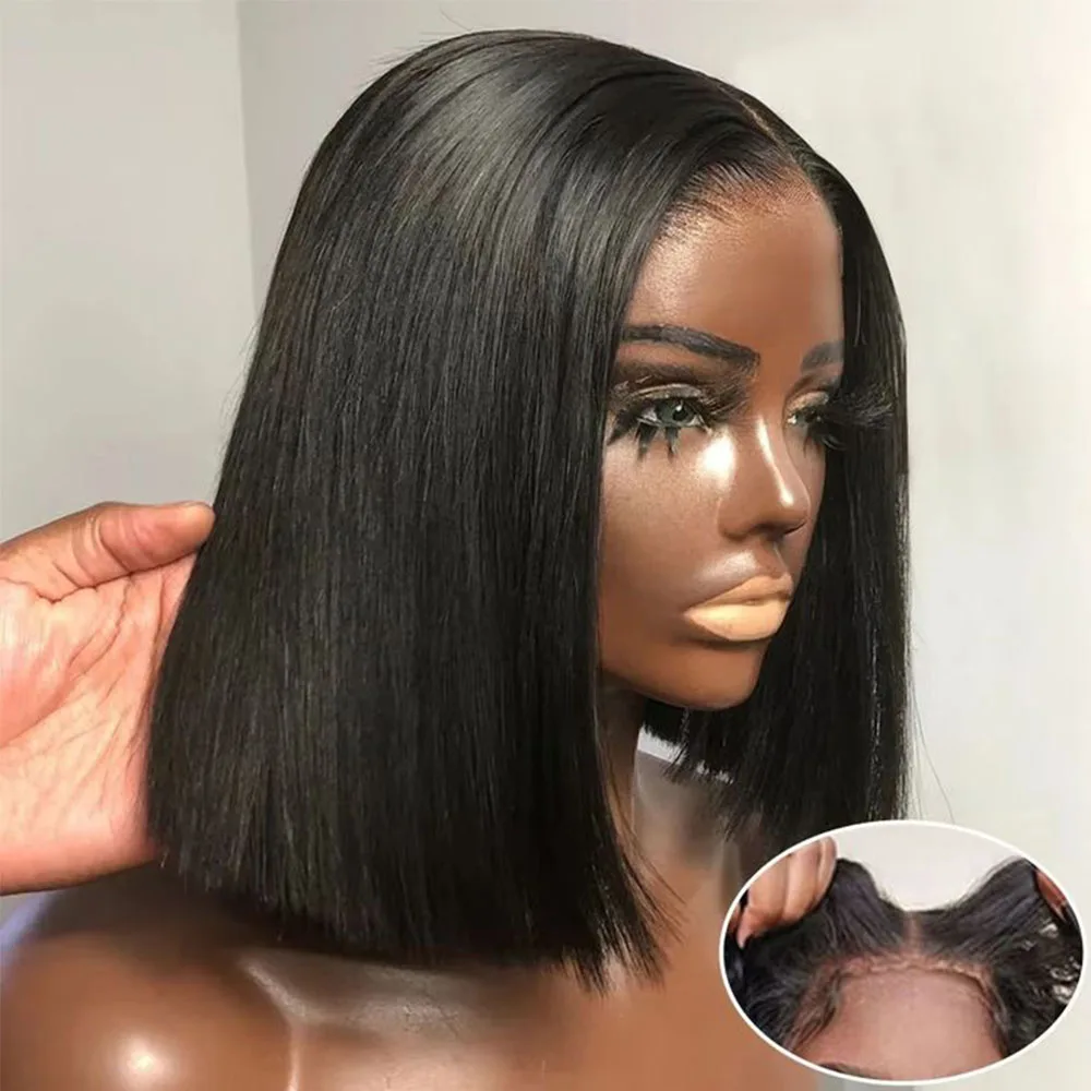 

Wear and Go Glueless Wig Bob Human Hair Straight Short Bob Wig Human Hair Gluleless Wigs For Beginner Lace Closure Wig For Women