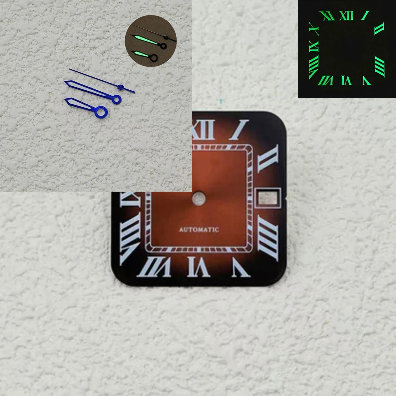 27mm Santos Square Roman Arabic S Logo Dial Green 3 O'Clock Position Suitable For S NH35 Automatic Movement S Logo Dial Watch