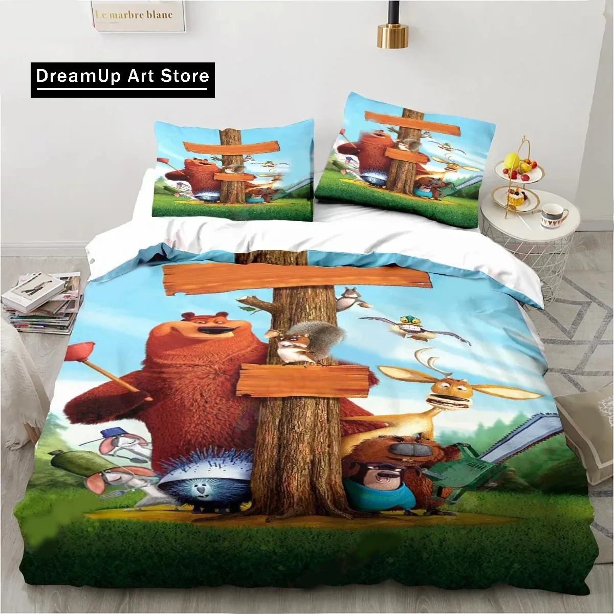 Cartoon Grizzy N Lemmings Bedding Set Duvet Cover Bed Set Quilt Cover Pillowcase Comforter king Queen Size Boys Adult