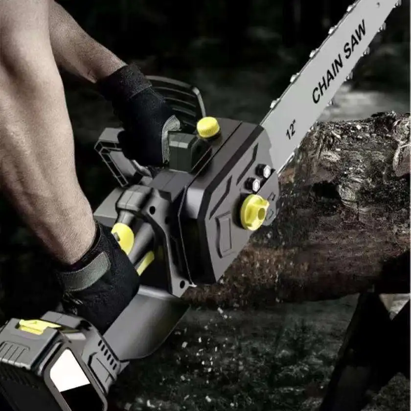 Industrial Brushless Chainsaw with Ergonomic Handle Non-slip Control Lithium-ion Battery 20V Customizable Options Safety Guard