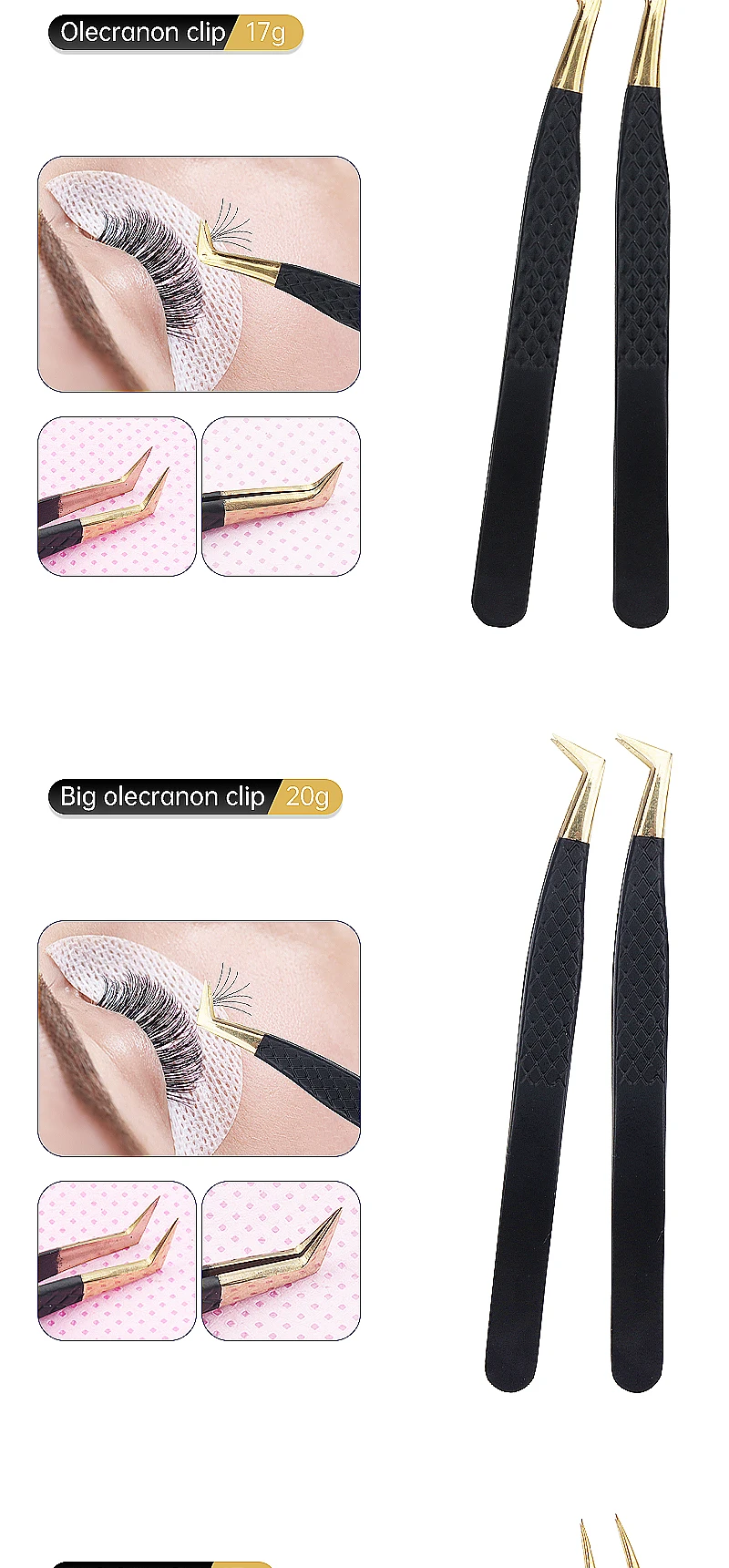 Wimpernpinzette, schwarzer Edelstahl, superharte Präzision, antistatische Pinzette, Pfropfen von Wimpern, Verlängerungszubehör, Make-up-Werkzeuge – Detail 5