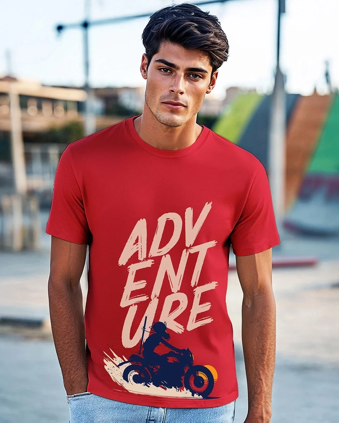 

Red Moon Rider Graphic Printed T-shirt Summer Off-road Riding Suit Short-sleeved Racing Suit Top Hot Sale Faddish Casual T-shirt