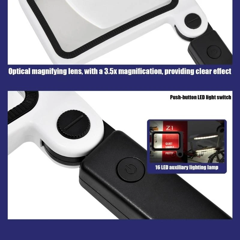 Ergonomic Handheld 3.50X Glass with LED Lighting Featuring Acrylic Lens D2RD