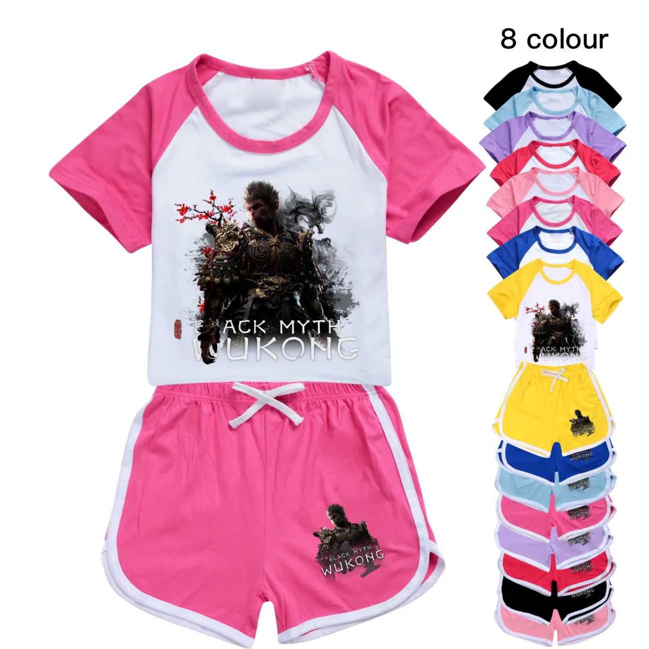 Hot Game Black Myth Wukong Clothes Girls Sportsuits Kids 2024 Summer Outfits Teenager Boys Short Sleeve T-Shirt+Shorts 2pcs Set