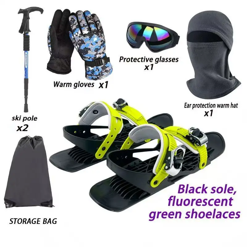 Mini Skis Snowblades for Winter Shoes Short Snowskates Skiboards Ski-shoes Outdoor Sport With Goggles Gloves Ski Poles Set