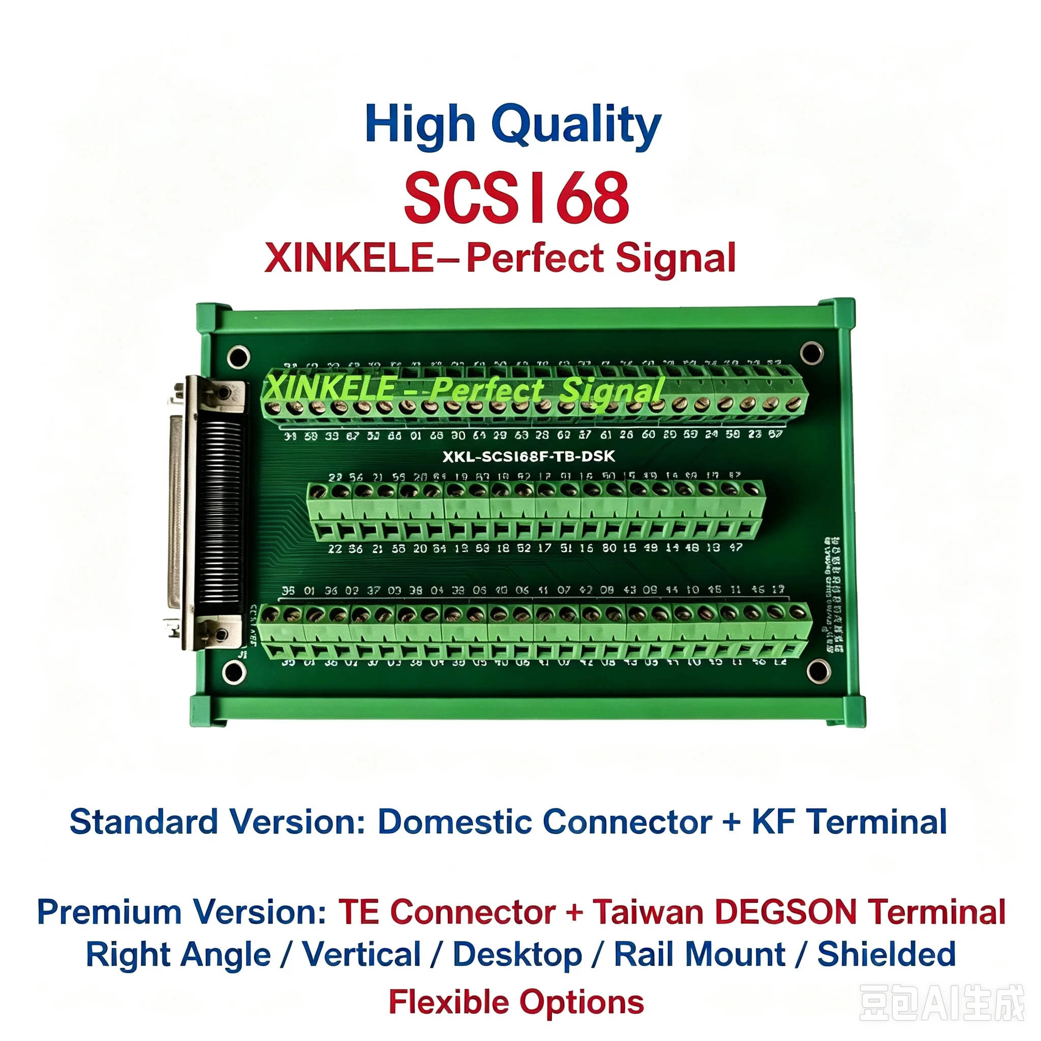 SCSI68 Junction Box Terminal Block Right Angle/upright/rail/desktop