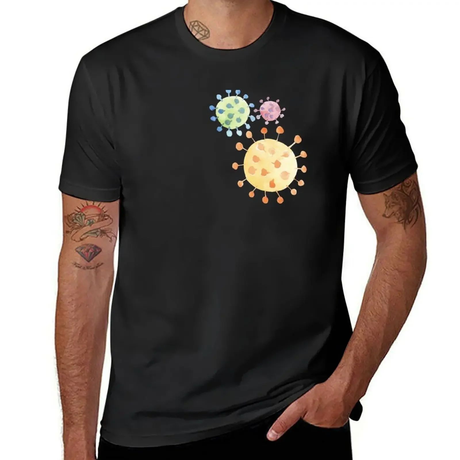 

Watercolor Viruses T-Shirt customizeds blacks tops summer top Men's t shirts