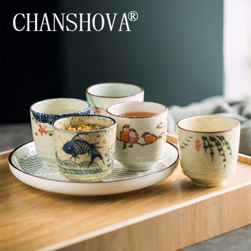 

CHANSHOVA-Chinese Retro Style Ceramic Teacup, Chinese Porcelain Tea Cup, Small Coffee Cups, T027, 180ml