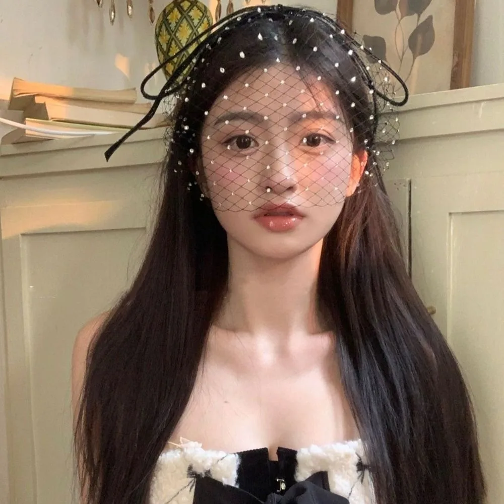 Bowknot Bow Headband Sweet Princess Black Mesh Bride Veil  display picture 2