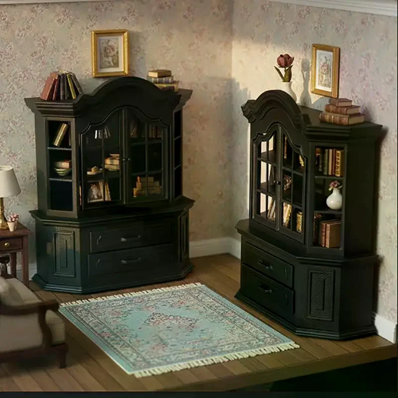 1Pcs DIY Miniature Plastic Bookcase Cabinet for Dollhouses Tiny House Bedroom Living Room Decor Craft Project
