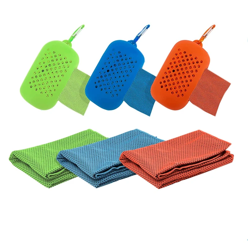 Hot 3-pack koelhanddoeken met draagtas, zachte en ademende microvezel koude handdoek voor kamperen, fitness, sport, sportschool, golf