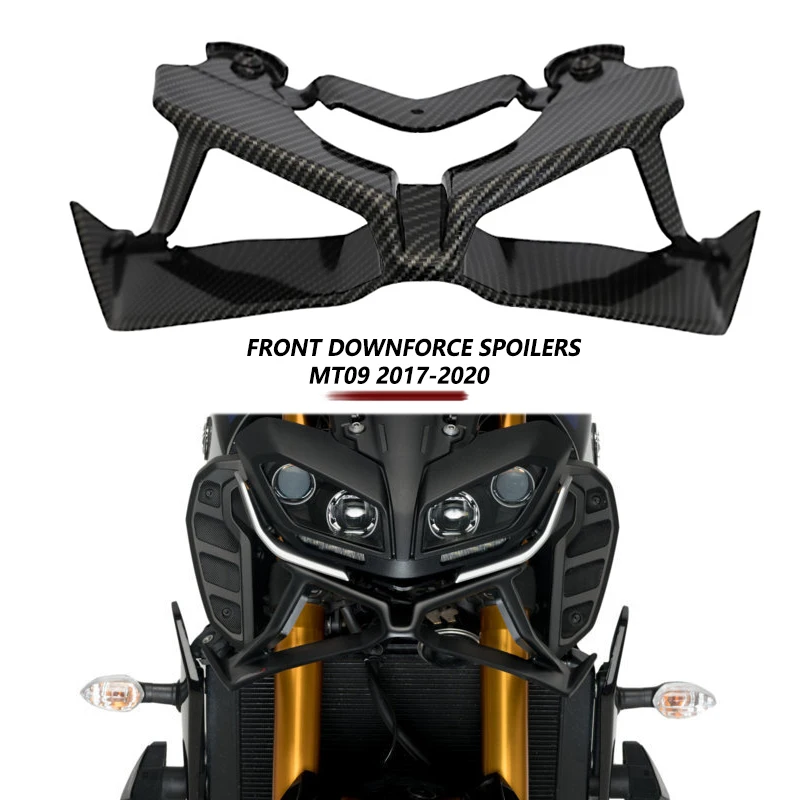 For Yamaha MT-09 MT09 SP 2017-2020 Motorcycle Carbon Downforce Naked Frontal Spoilers Winglet Aerodynamic Wing Front Spoiler Kit