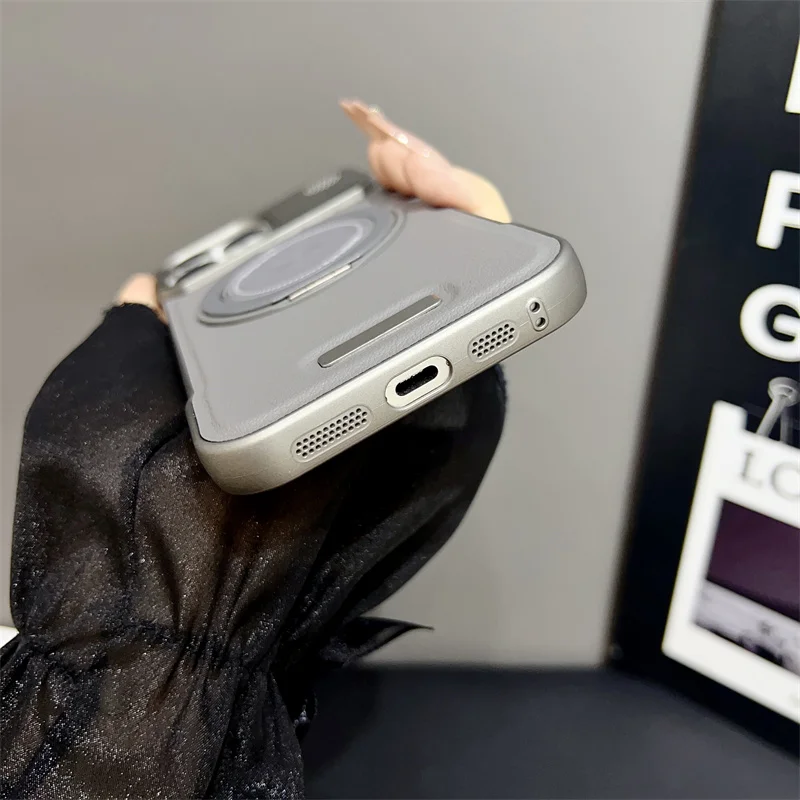 Luxury Magnetic Leather Aromatherapy Case For iPhone 12 13 14 15 16 17 Pro Max Rotate Bracket Wireless Charging Borderless Cover