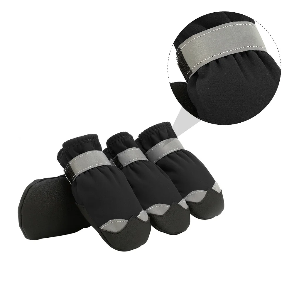 

1Set Puppy Snow Boots Anti-Collision Impact Resistant Hook Loop Straps Non-Slip Soles Washable Dog Boots Dog Anti-Slip Sole