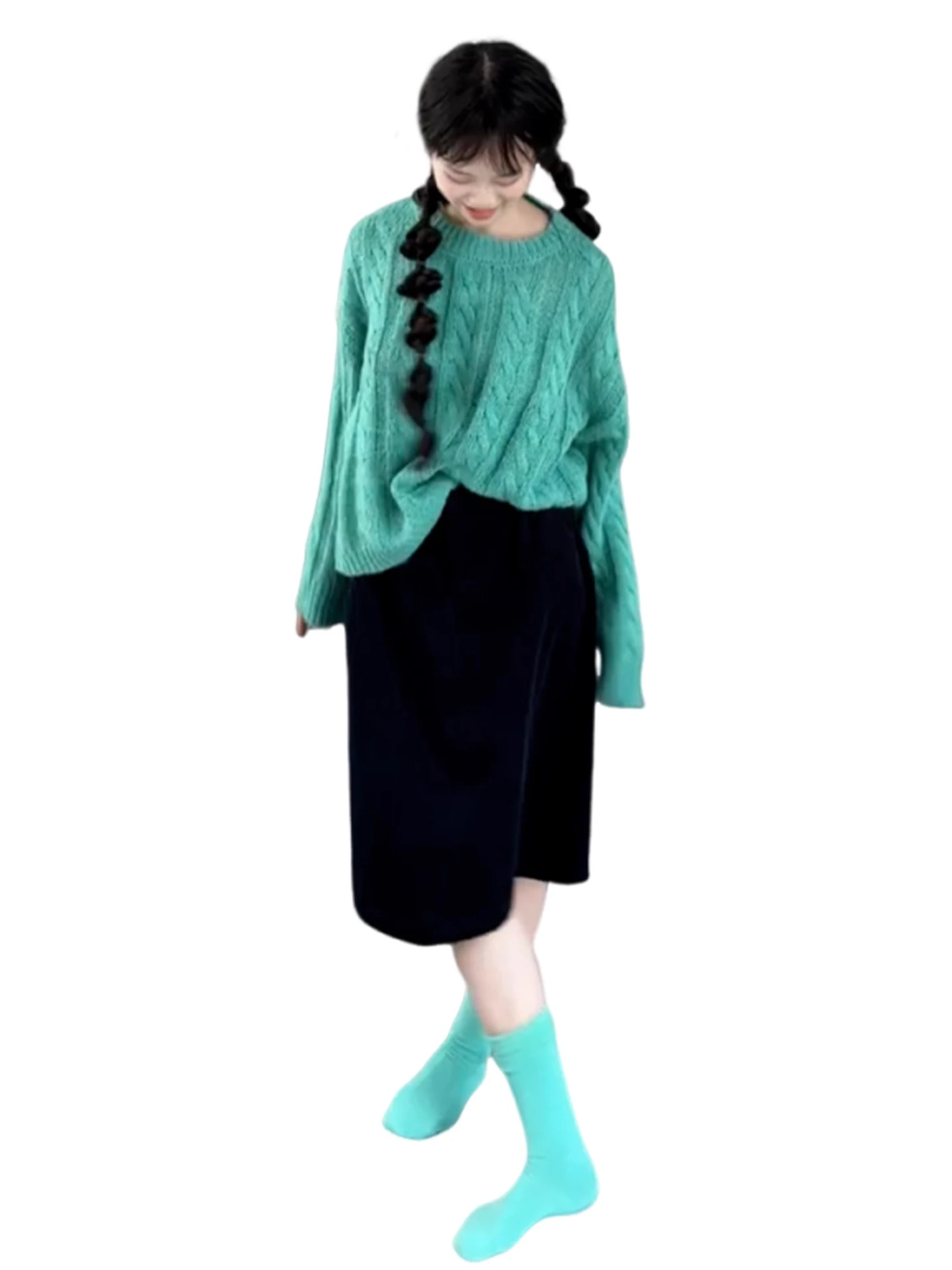 루즈 니트 트위스트 스웨터 여성용 가을 겨울 신상 슬레 한국 스타일 루즈 니트웨어 오버헤드 탑 편안한 따뜻함