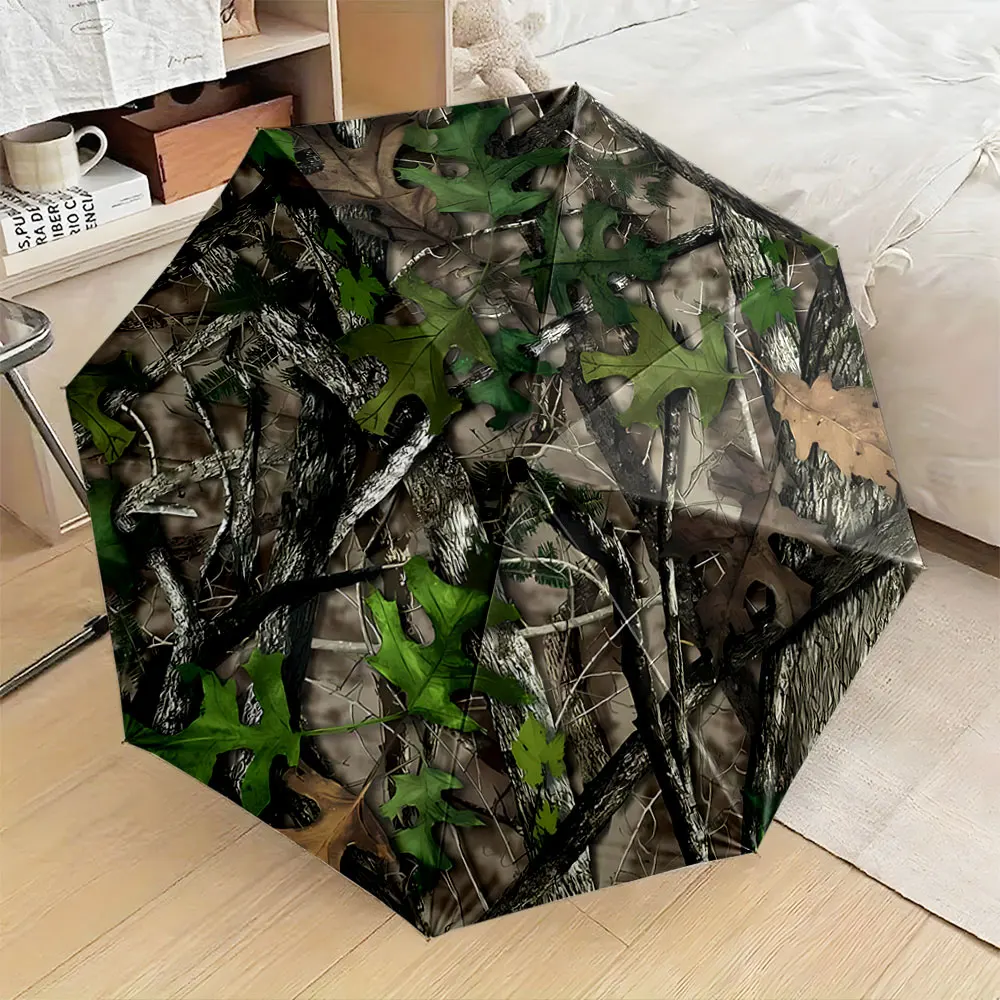 1PC Jungle camouflage leaf style Print 8 Iron Ribs Folding Umbrella Auto-Open Fashion Sunshade Luxury gift