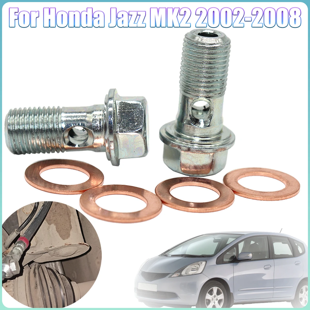 

Front Left Right Brake Caliper Hose Lines Banjo Fittings Bolts Copper Sealing Crush Washers Repair Kit For Honda Jazz MK2 02-08