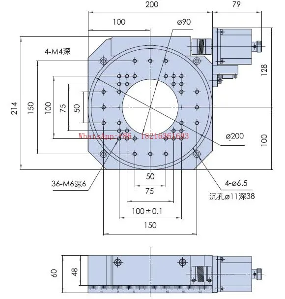 360 ° Turntable Without Motor 90% New Precision Electric Turntable Hollow Electric Console Step R Axis Y200RA200