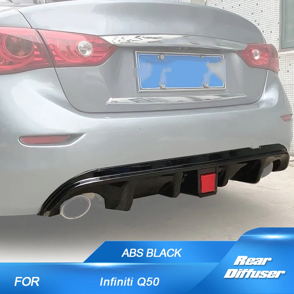 

Car Rear Diffuser for Infiniti Q50 Base & Sport Sedan 2014-2017 Lower Bumper Lip ABS Black Spoiler Body Kits With Brake Light