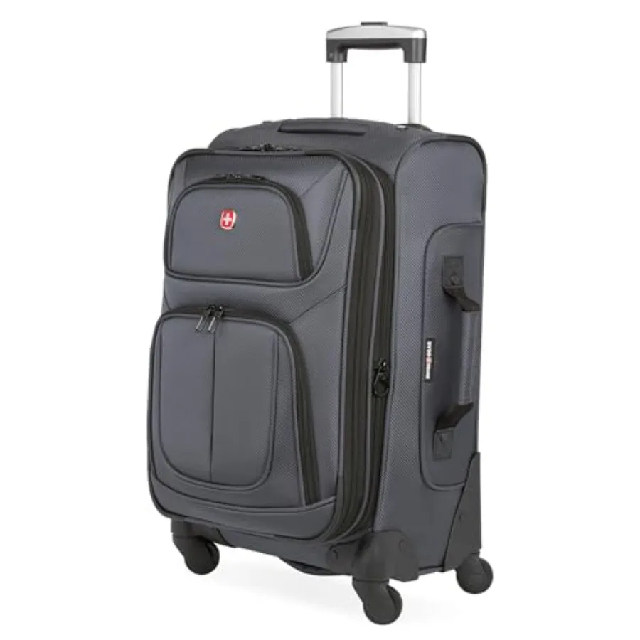 

Sion Softside Expandable Spinner Luggage Durable Lightweight Travel Suitcase Dark Grey Carry-On 21-Inch