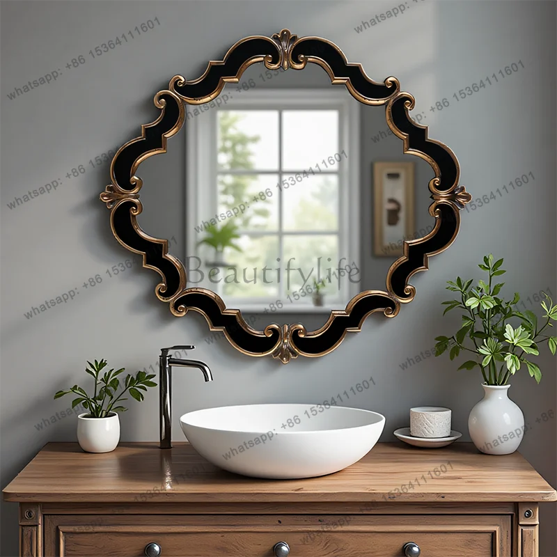 French bathroom mirror American special-shaped wall-mounted neoclassical fireplace porch decorative mirror