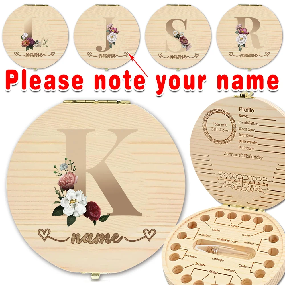 

Customized Name Children Milk Tooth Keepsake Box Wooden Baby Teeth Organizer Case Kid Lost Teeth Recording Souvenir Personalized