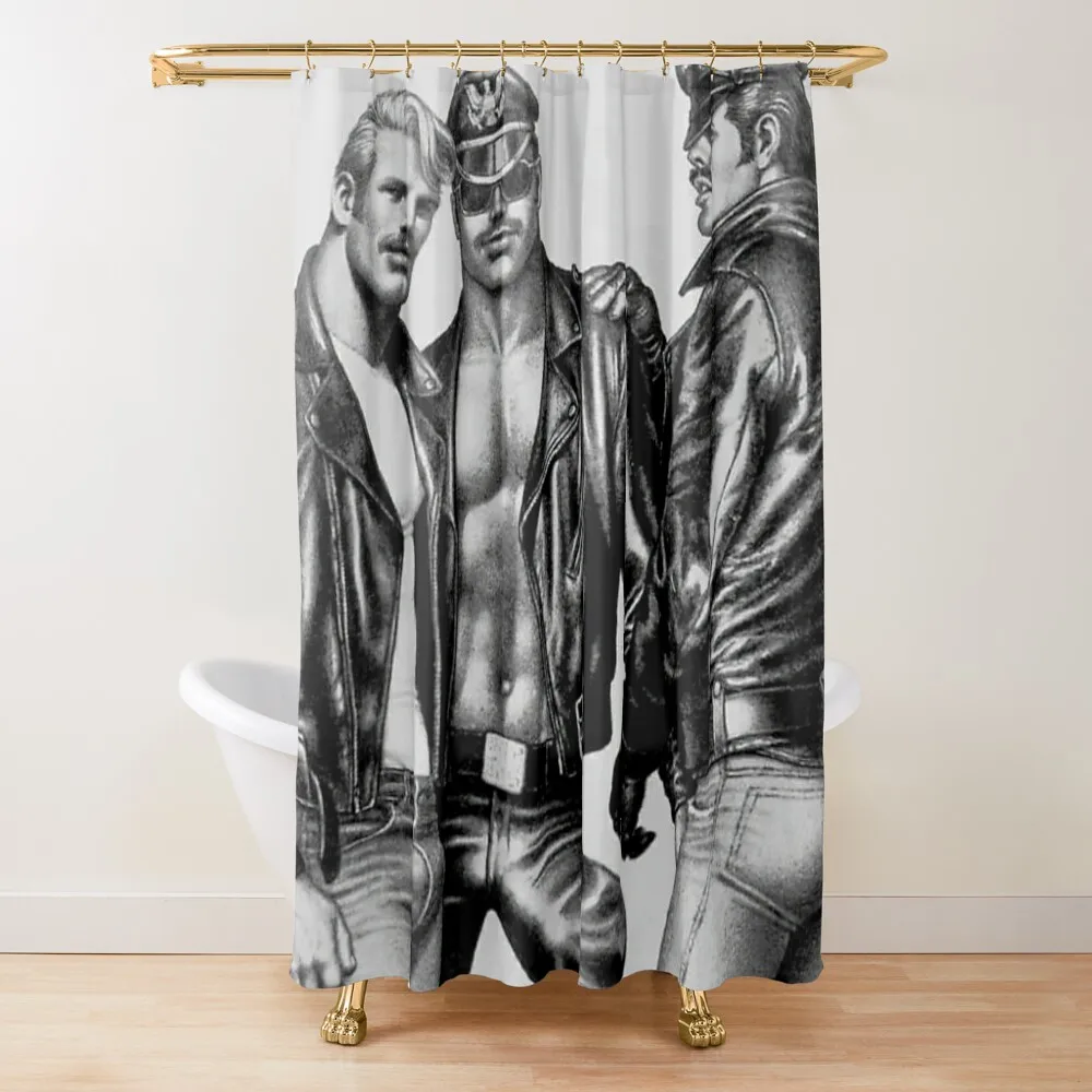 

Tom of Finland Image Leather Biker Men Gay Shower Curtain For The Bathroom Waterproof Fabric Bathroom Bathtub Curtain