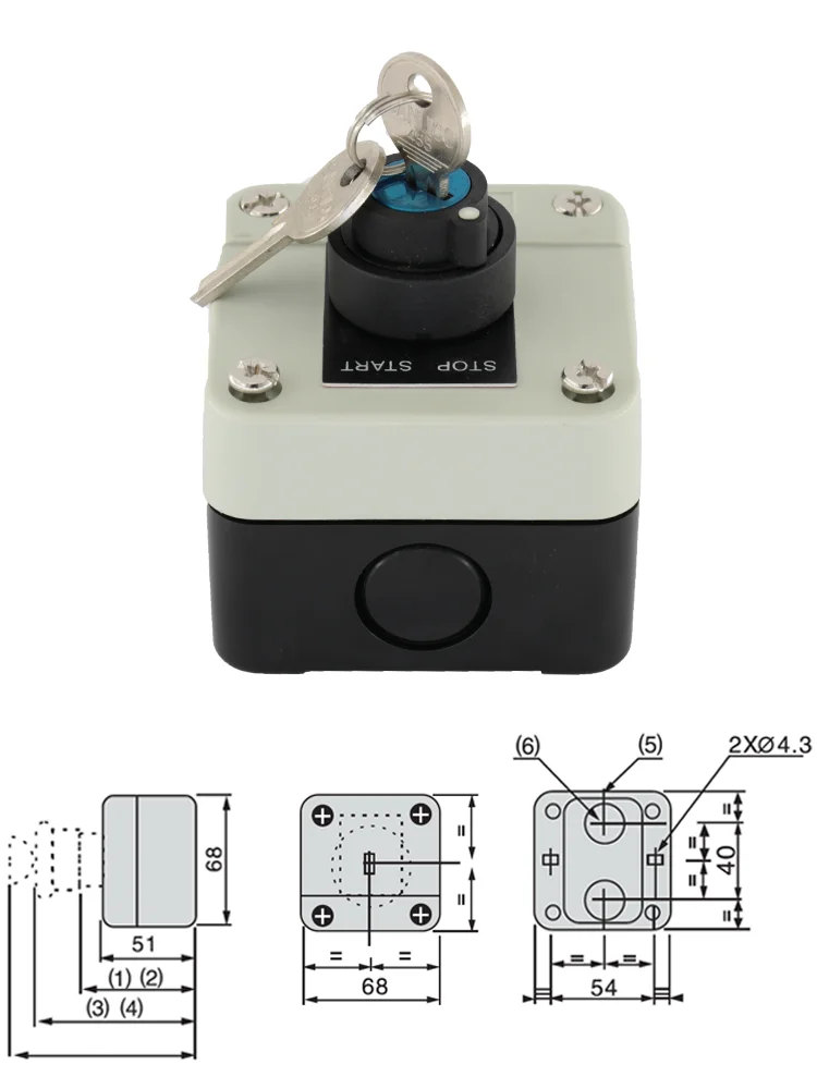 Waterproof Key Switch Control Station Box Rotary Selector Lock Switch 2-positions LA68H SAL XALB142 XALB144