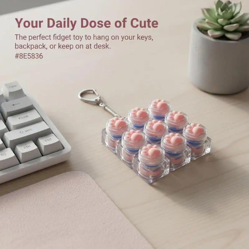 Silicone Soft Cat Claws Keyboard Fidget Toys Crystal Keycap Keychain Stress Relief Fingertip Gadget Decompression Toys