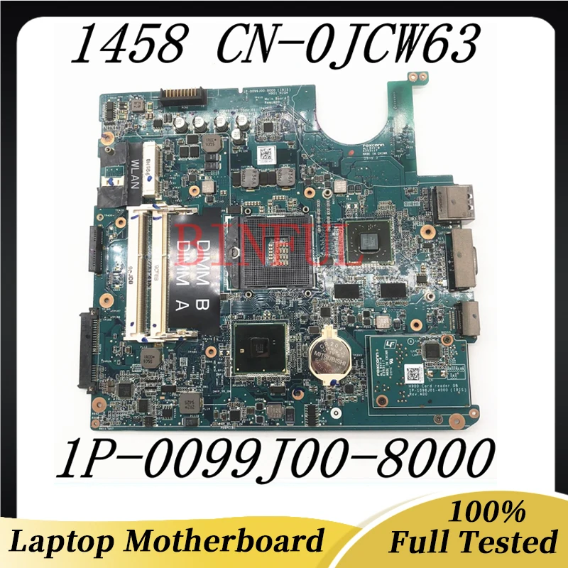 

CN-0JCW63 0JCW63 JCW63 High Quality Mainboard For DELL 1458 Laptop Motherboard 1P-0099J00-8000 HD4530 100% Full Working Well