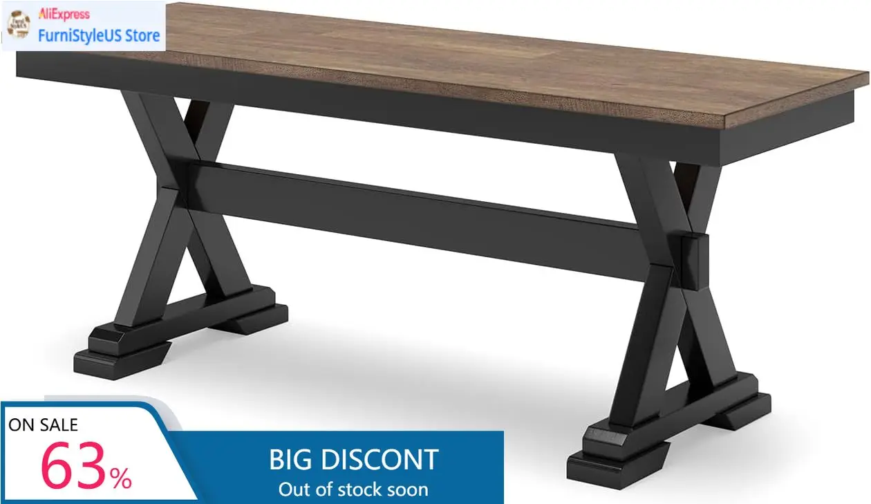 

Дизайнерская скамья для столовой Signature Design by Ashley Wildenauer Farmhouse, 50 дюймов, темно-коричневый и черный цвета