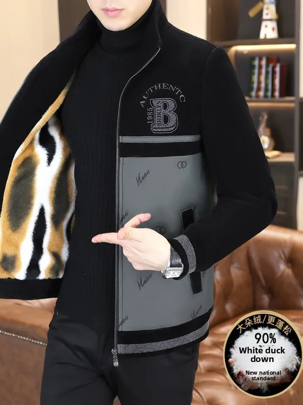 

Men's Busin Casual Woolen down Jaet 2025 New Outer Layer Fce Lined Warmth Anti-Cold High Busin Sle Thiened