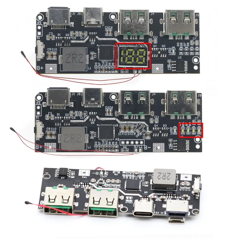 QC4.0 QC3.0 LED Dual USB 5V 4.5A 22.5W Micro/Type-C USB Mobile Power Bank 18650 Charging Module Temperature / Circuit Protection