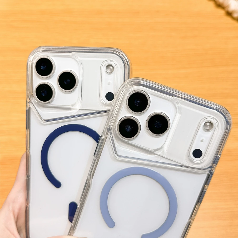 เคสกันกระแทกอะคริลิกใสหรูหราสำหรับ iPhone 17 Air 16 15 14 13 12 11 Plus Pro Max รองรับการชาร์จไร้สาย Magsafe