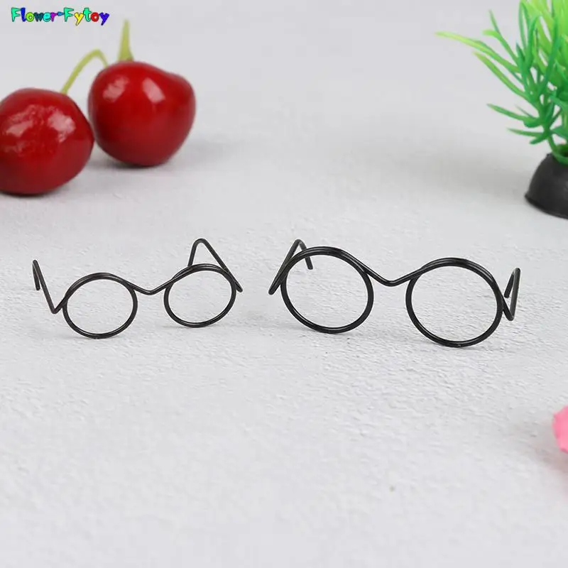 2/10/12Pcs Fashion Round Frame Lensless Retro Cool Doll Glasses For Doll 30cm Round Frame No Lens Retro Cool Doll Glasses Black