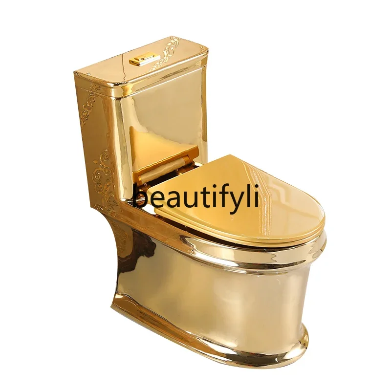 

Personalized local tyrant gold flush toilet creative color toilet deodorant ceramic silent toilet siphon super swirl type